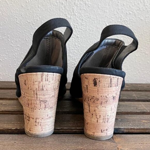 Life Stride Womens Black Camilla Peep Toe Wedge Heel Slingback Sandals Size 8.5M - Picture 4 of 9